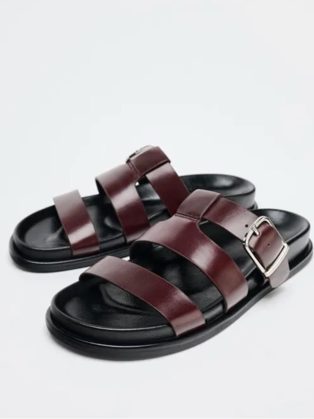 ZARA Flat Sandals with Leather Straps